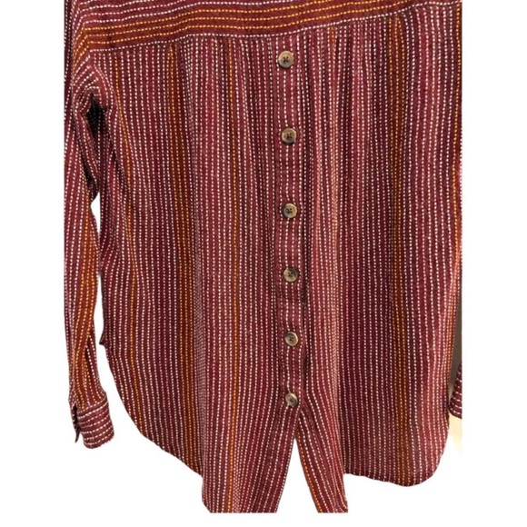 ANTHROPOLOGIE Isadora Wool Blend Stripe Red Button Back Tunic Shirt Size XS - Picture 7 of 11